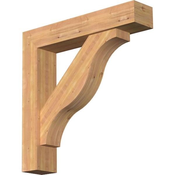 Ekena Millwork Funston Block Smooth Bracket w/ Offset Brace, Western Red Cedar, 7 1/2"W x 38"D x 38"H BKT0806X38X38FST05SWR - main